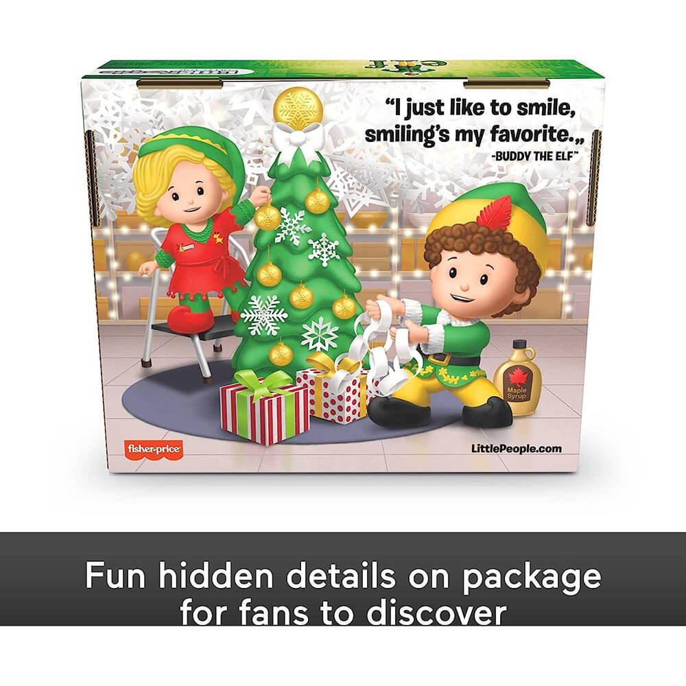 Back of the box of the Fisher-Price Little People Collector Elf Set