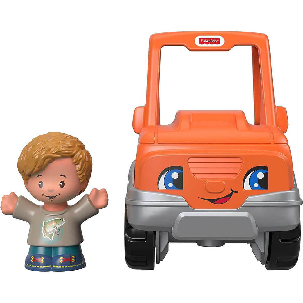 Vehicle and boy outside the Fisher-Price Little People Pick Up Vehicle & Figure Set