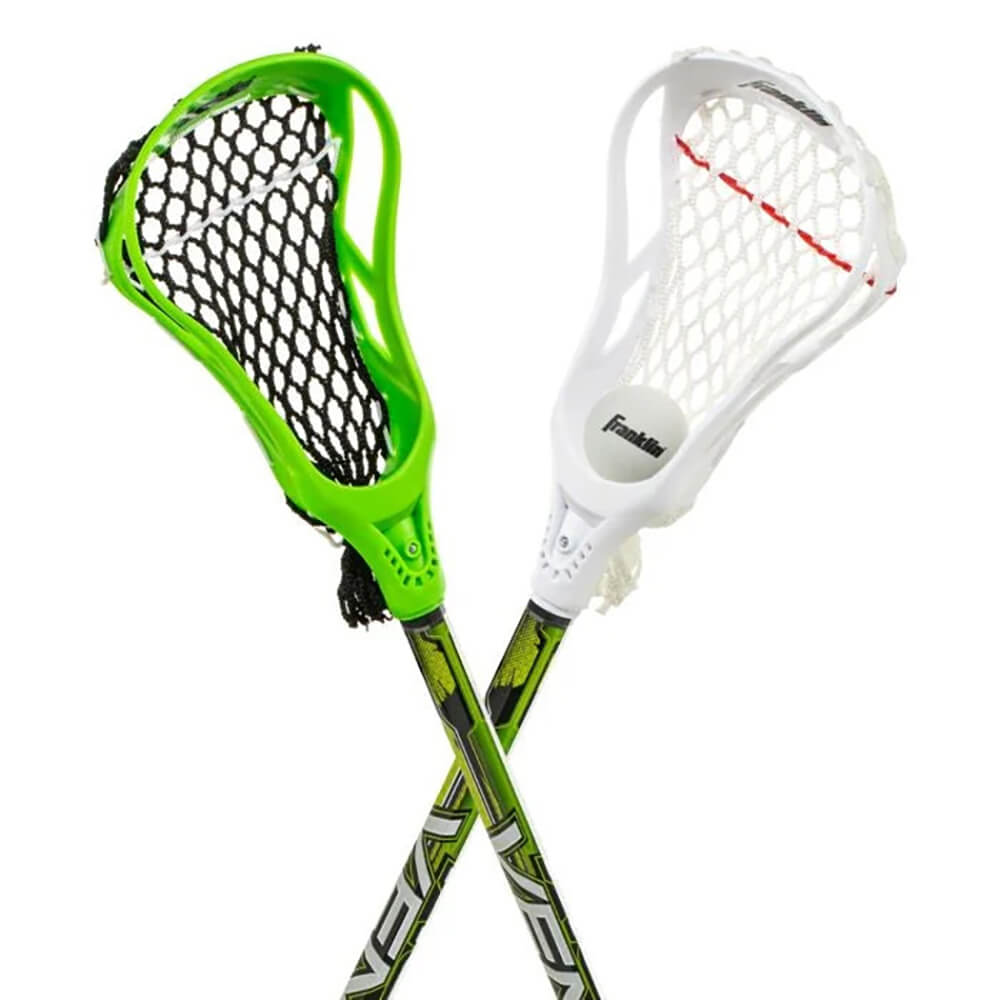 Image of the contents of Franklin 32" Youth Lacrosse Two Stick and Ball Set (Green)