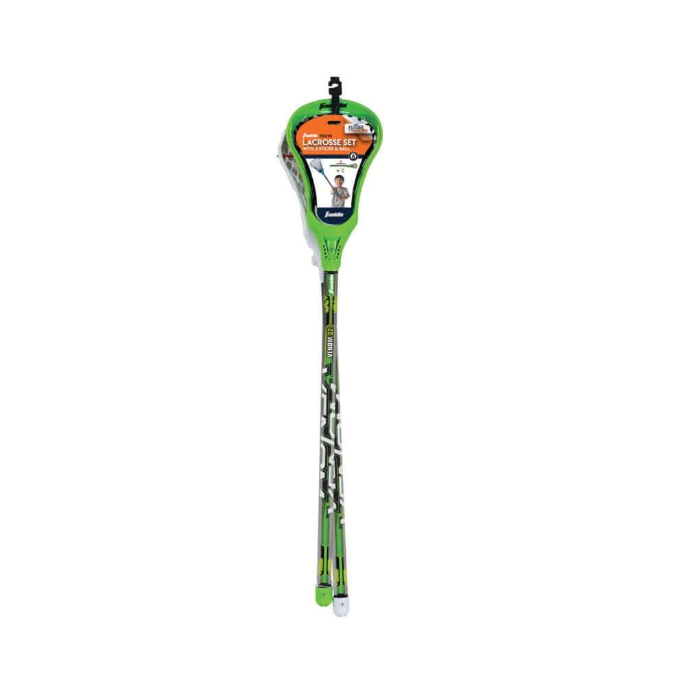 Front image of Franklin 32" Youth Lacrosse Two Stick and Ball Set (Green)