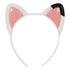 Front view of Gabby’s Dollhouse cat ear headband with glossy pink glitter inner ears and black-tipped accent, a cute costume accessory inspired by the DreamWorks Netflix show.