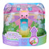 Gabby’s Dollhouse Fairylandia Kitty Fairy toy in pastel pink, purple, and blue plastic with clear dome packaging, featuring winged character and ring base, displayed on a white background.