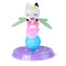 Gabby’s Dollhouse Pandy Paws fairy figure in white, pink, blue, and green glossy plastic with winged design and textured base stand, created for imaginative play, displayed on a white background.