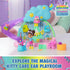 DreamWorks Gabby's Dollhouse Kitty Care Ear Purrfect Playroom playset in pastel plastic rainbow colors with cloud slide, yellow stars and mini figures arranged on a tabletop nursery scene.