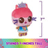 Gabby’s Dollhouse plush toy in pink soft fabric cube-shaped cat form with embroidered details and crown, shown upright with measurement graphic indicating seven-inch height on a plain white background.