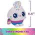 Gabby’s Dollhouse Cakey Cat plush toy white soft fabric cupcake shaped cat with colorful sprinkles and rainbow base, small 6 inch cuddly character displayed on white background with size graphic.