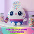 Gabby’s Dollhouse Cakey Cat plush toy white soft fabric cupcake shaped cat with rainbow gradient base, embroidered eyes and sprinkle details, playful character displayed on pastel shelf setting.