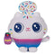 Gabby’s Dollhouse Cakey Cat plush toy in white and pastel pink soft fabric with round cupcake shaped body, embroidered blue eyes, sprinkle details, and gradient base designed as a cute character figure on a clean white background.
