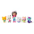 Gabby's Dollhouse The Movie Cat-Venture Crew figures in colorful molded plastic with Gabby doll and cat friends standing upright in a straight line against a white backdrop.