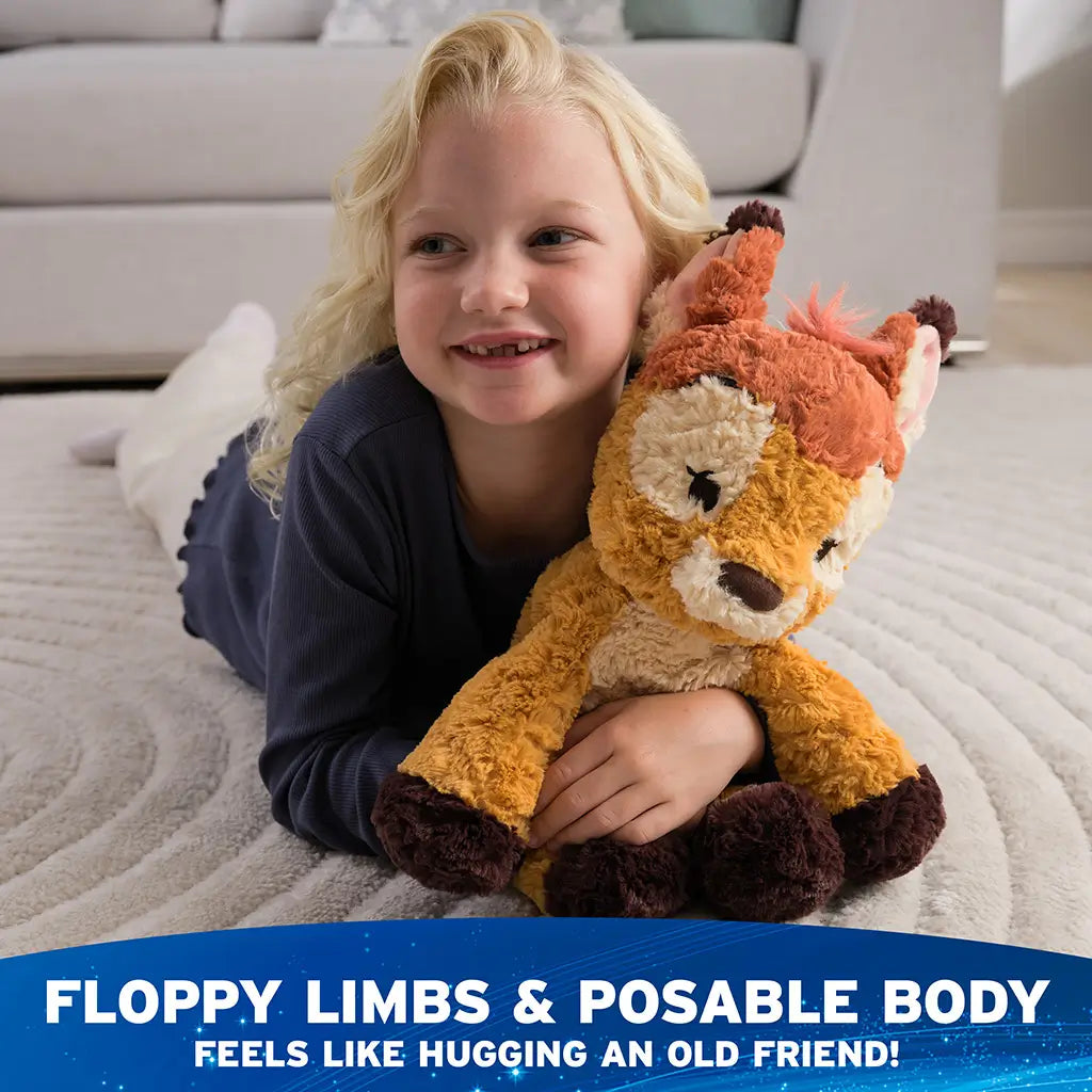 GUND Cozys Disney Bambi plush in warm brown textured fabric with floppy limbs and a slightly under-stuffed, posable body, designed for imaginative play, easy positioning, and cozy hugging moments.