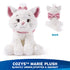 GUND Disney plush toy shown from front and back views, white fluffy high-pile texture with pink velour bow and ears, rounded kitten form, designed as a soft cuddly stuffed animal, displayed on a clean white background.