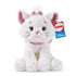 GUND Disney plush toy in white with high-pile fluffy fabric, pink velour ears, bow, and rounded kitten shape, designed as a 10-inch soft stuffed animal for kids and collectors, photographed on a white studio background.