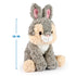 GUND Cozys Disney Thumper plush in gray and cream plush with velvety ears, shown with a measurement graphic indicating 10 inch seated height to highlight compact size ideal for hugging, gifting, and display.