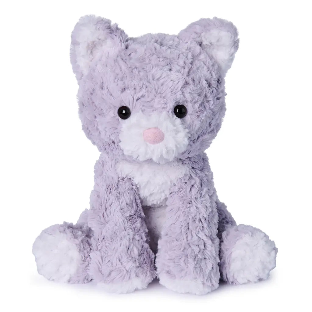 GUND Cozys Kitten stuffed animal in soft lavender plush fabric with fluffy texture and rounded sitting shape, designed as a 10 inch kitten toy for cuddling, comfort play, and gentle nursery display on a white background.
