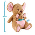Disney Kanga and Roo plush in soft tan fabric with quilted pink pouch and ears, shown with size marker to indicate 12.5-inch height, designed for easy hugging and gentle display on shelves.