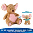 Disney Kanga plush in tan and pink quilted fabric with a removable Roo doll in teal shirt, featuring soft rounded limbs and cuddly texture, designed for interactive play and comforting snuggles.