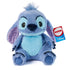 GUND Disney Stitch plush in light blue and lavender fabric with quilted ear lining, rounded form, and embroidered features, created for snuggling, photographed upright against a clean white background.