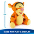 Disney Tigger knit plush includes a 10-inch height measurement, showing compact proportions, lightweight knit build, and seated form sized for play, cuddling, and shelf display.