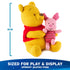Disney Winnie the Pooh and Piglet plush includes a 10-inch size reference, showing compact proportions, upright seated posture, and lightweight knit build sized for play, cuddling, and shelf display.