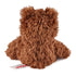 GUND Philbin plush teddy bear in brown shaggy fabric with rounded compact shape and short ears, rear view showing soft texture and tag detail, small cuddly toy on a plain white background