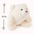 GUND Snuffles teddy bear plush in cream white fabric with a rounded under-stuffed body, shown with a measurement graphic indicating 10 inches tall, highlighting compact size for easy cuddling and display.