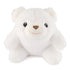 white plush teddy bear, soft fuzzy fabric, rounded compact shape designed as a cuddly toy, featuring embroidered brown nose and black eyes, posed on a clean white background for product display