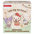 GUND Hello Kitty and Friends surprise plush box in pastel cream packaging with illustrated camping scenes, playful line art characters, and colorful accents, designed to hold a 3.5 inch collectible plush for ages one plus.