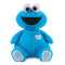 GUND Sesame Street Cookie Monster plush toy made from ultra-soft blue jersey cotton with quilted foot pads and rounded seated shape, created for snuggling, gifting, and everyday comfort on a white studio background.