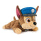 GUND Paw Patrol Chase plush toy in brown, tan, and blue soft fabric with police hat and collar, small rounded dog form displayed on a clean white background