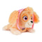 GUND Paw Patrol Skye plush toy in tan, cream, and pink soft fabric with aviator hat and floppy ears, small rounded dog form designed for cuddling on a clean white background