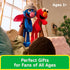 Sesame Street plush toys show bright red and blue soft fabric characters with embroidered faces, long floppy limbs, and playful smiles, designed for gentle toddler play in a cozy home setting.