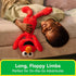 Elmo plush toy made of bright red plush fabric has extra-long floppy limbs and a flexible body, allowing kids to grasp, carry, and pose it easily during on-the-go adventures.