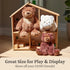 GUND Slumbers teddy bear plush set in rich brown and cream fabrics with soft fuzzy texture, rounded bear shapes sized for play and display, arranged inside a wooden dollhouse to showcase décor-friendly proportions.