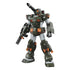 Gundam model kit green armored plastic humanoid robot with angular bulky frame, Full Armor Gundam figure featuring shoulder cannon and rifle, posed upright on clean white studio background