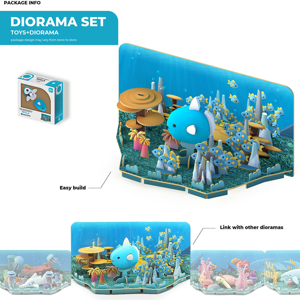Diorama and box of the HALFTOYS Half Ocean Mola