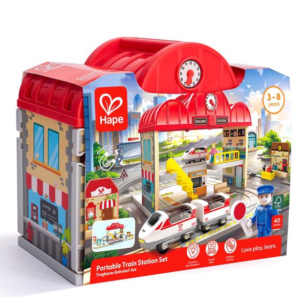 Hape Railway Portable Train Station Set – Maziply Toys
