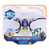 HEX BOTS Skitter Bot remote control spider toy in purple and neon green molded plastic with black jointed legs and red sensor eyes, secured in clear retail packaging with bold logo and warning label.
