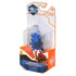 Blue robotic beetle toy HEX BOTS in clear plastic packaging, glossy shell and curved form visible, motorized crawling insect design, retail display box on white studio background.
