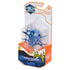Hex Bots scarab robot toy in deep blue translucent plastic with angular shell and six pointed legs, motorized for fast flipping action, displayed in clear retail packaging on white background