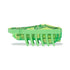 HEXBUG Nano toy robot bright green plastic shell with skeleton frog design and translucent base in side profile, showing low crawling insect-like form with evenly spaced flexible legs on a white background