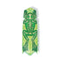 HEXBUG Nano toy robot bright green plastic shell with skeleton frog graphic on top and translucent base, shown in a slim elongated insect-like form with multiple flexible legs for fast movement on white background