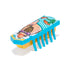 HEXBUG Nano toy robot teal plastic body with llama graphic and yellow translucent base, shown in angled perspective highlighting low insect-like shape and flexible legs for fast crawling play on white background