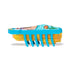 HEXBUG Nano toy robot teal plastic shell with llama illustration and translucent yellow base in side profile, showing low crawling insect-like form with evenly spaced flexible legs on a white background