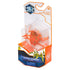 Hex Bots robotic scarab toy in bright orange translucent plastic with angular shell and six pointed legs, designed for fast flipping motion, displayed in clear retail packaging against white background