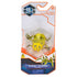 Hex Bots robotic scarab toy in vivid yellow translucent plastic with faceted shell and articulated legs, compact hex-shaped body designed for flipping movement, shown in front retail packaging on white background