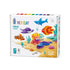 Hey Clay ocean kit packaging featuring vibrant sculpted sea creatures including shark, octopus, clownfish, and eel displayed across a sandy ocean floor illustration.