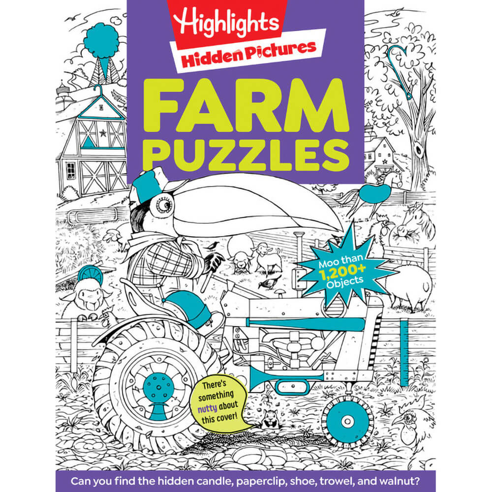 Highlights Hidden Pictures Farm Puzzles (Paperback) - front book cover