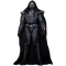 Hot Toys Darth Malgus figure in black textured armor and flowing fabric cape, with gray scarred head, respirator mask, red LED details, and full-body display on white.