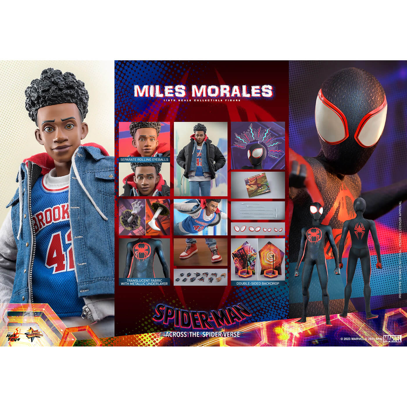 Accessory and features for the Hot Toys Miles Morales Sixth Scale Figure.