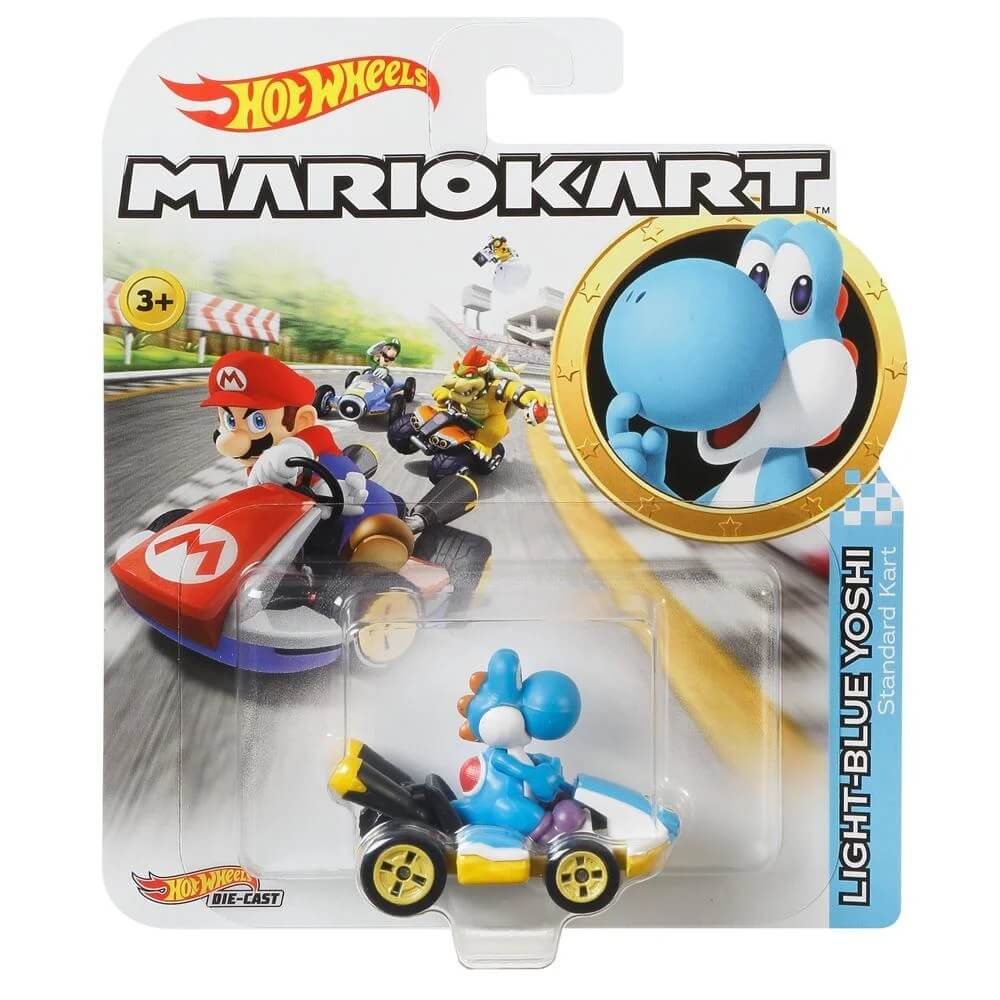 Hot Wheel Mario Kart Light-Blue Yoshi Standard Kart